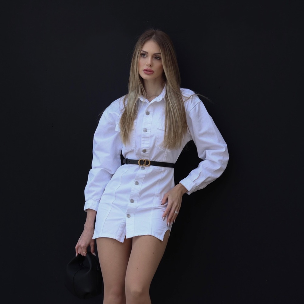 Denim dress in white